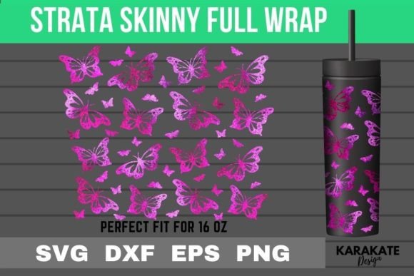 Butterflies, 16 Oz Strata Skinny Wrap SV