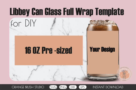 Can Glass Wrap Template for Libbey 16 Oz