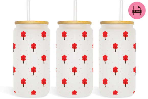 Fall Tree Seamless 16 Oz Glass Can Wrap