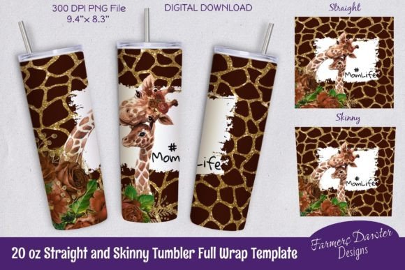 Giraffe Mom Baby Sublimation PNG Wrap