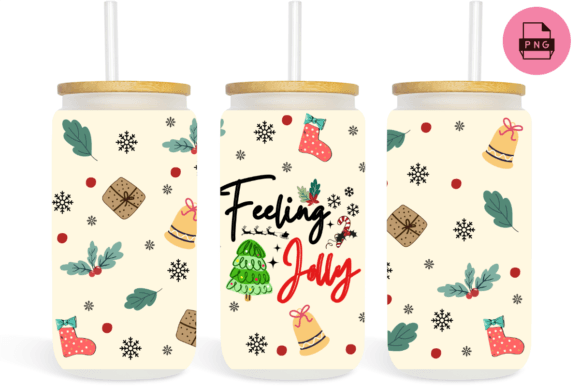 Libbey Glass Can Feeling Jolly Christmas