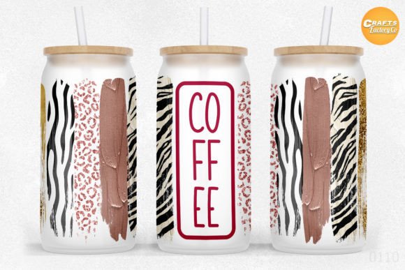 Zebra Print 16 Oz Libbey Glass Can